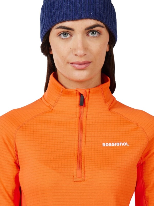 Bluza narciarska damska Rossignol Blackside Mix Half-Zip Fleece Orange Flame
