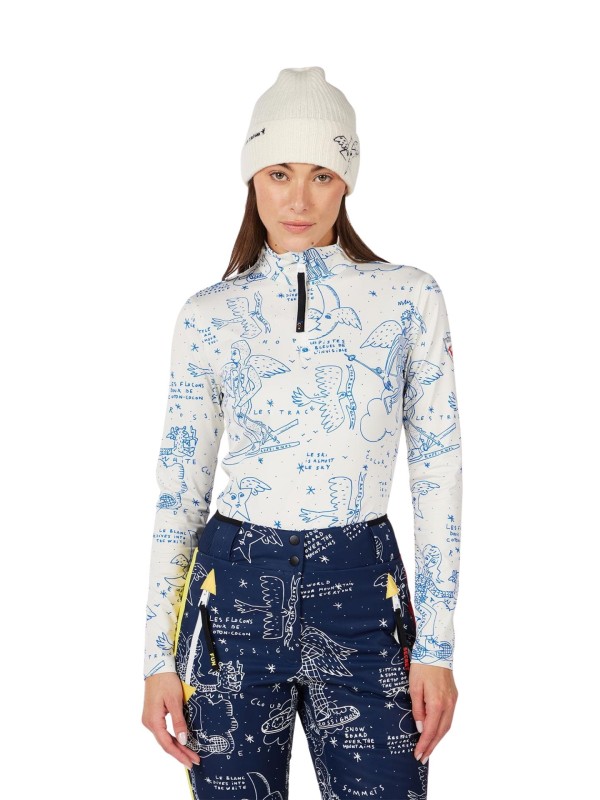 Bluza narciarska damska Rossignol JCC Booster Half-Zip Snow Angel Artic Print