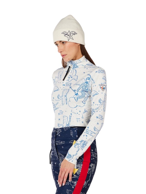 Bluza narciarska damska Rossignol JCC Booster Half-Zip Snow Angel Artic Print