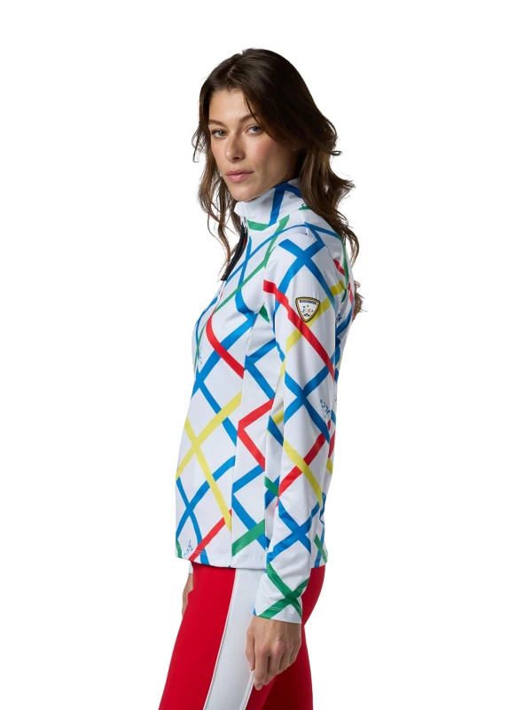 Bluza narciarska damska Rossignol JCC Quarter Zip First Layer Multicolor Print