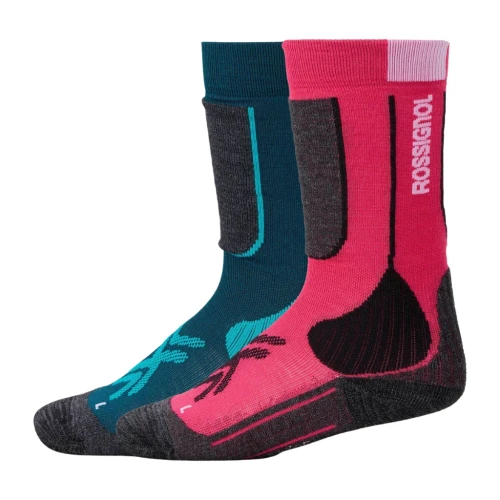 Skarpety narciarskie dziecięce Rossignol Essential 2-Pack Electric Fuchsia